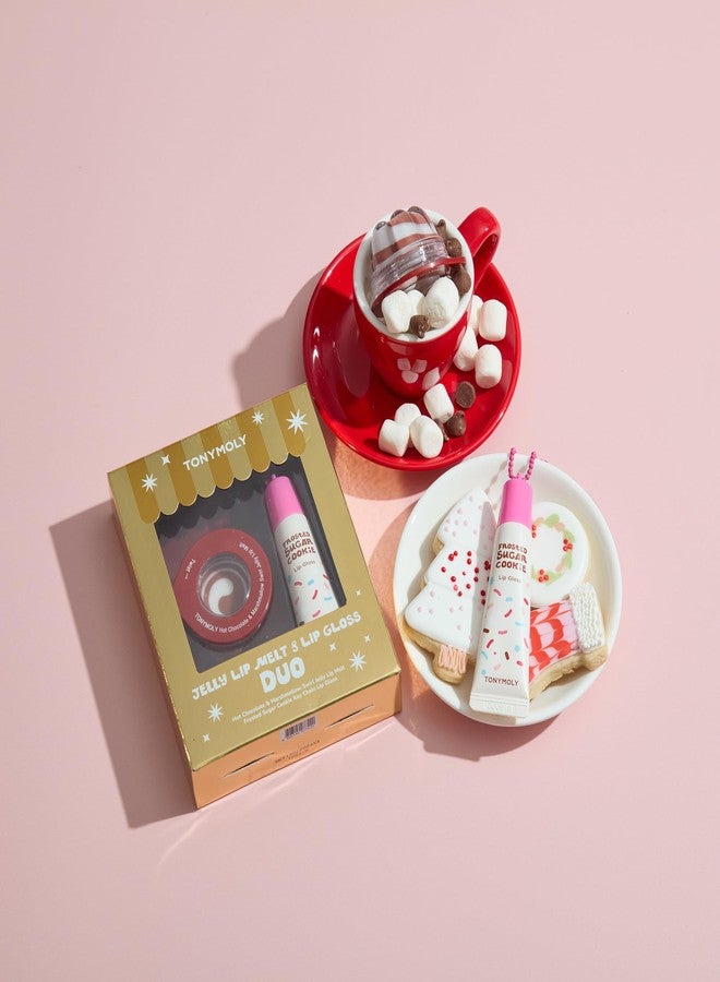 TONYMOLY Jelly Lip Melt + Lip Gloss Key Chain Duo, Limited Edition Holiday Set – Hydrating Lip Balm & Gloss with Hot Chocolate Marshmallow Swirl + Frosted Sugar Cookie, Stocking Stuffer Gift - Image 3